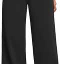 HeSaYep Women's Wide Leg Sweatpants Double Waisted Baggy Sweat Pants with Pockets (Large, Black)