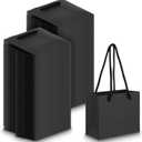 Xaajooio 100 Pcs Black Mini Gift Bags with Handles Bulk 3.9 x 4.7 x 2.4 Inch Small Paper Goodie Bags for Party Wedding Christmas Business Gift Wrapping Supplies