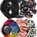 TOYOUTHS 20mm Scrunchie Elastic Stretchy Band Compatible with Samsung Galaxy Watch7/ 6/5/4 40&44mm/Classic 6 43&47mm/Watch 5 Pro 45mm/Active 2 40&44mm/Watch 4 Classic 42&46mm/Watch 3 41mm, 6 Packs S (Black/Leopard/Pink/Rainbow/Red/Grey)