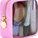 DANCOUR Clear Mini Makeup Bag for Purse Small Cosmetic Pouch Travel Organizer Transparent Toiletry Case Mini Pouch Light Pink