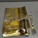 153 Pack Gold Plastic Silverware - Heavy Duty Gold Silverware Set - 51 Forks, 51 Knives, 51 Spoons Plastic Cutlery Disposable Utensils Set for Holiday Party Dinner Wedding Gathering