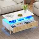 YOSHOOT 37" LED Coffee Tables with Storage, Small Coffee Table