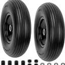 4.00-6 Flat-Free Solid Tire and Wheel 13" Wheelbarrow Tire by Cenipar With 3/4" & 5/8" Grease Bushing and 1.75" Centered Hub 4.00-6 tire and wheel for Garden Cart Trolley Hand Truck, 2 PC