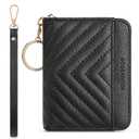 BOSTANTEN Credit Card Holder Wallet RFID Blocking Leather Small Wallet for Women Zipper Keychain Wallet with Wristlet Black