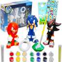 Sonic the Hedgehog Paint Your Own Figurines Set - Bundle with DIY Painting Set Featuring Sonic and More Plus Stickers | Sonic Painting Kit for Kids