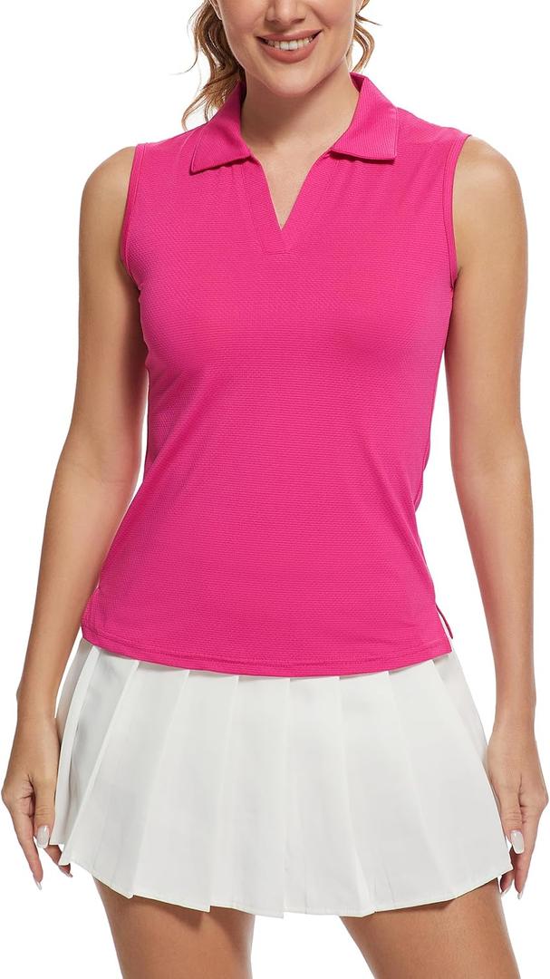 MathCat Women's Sleeveless Golf Shirts UPF 50+ Quickly Dry Tennis Polo Lightweight Sports Athletic Tank Tops (Large)