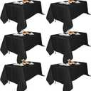 6 Pack 70x120-Inch Rect Black Tablecloths-Reusable Polyester Table Covers  Protect from Spills (Not Waterproof)  for Weddings, Banquets, Parties  Ships Folded, Wrinkles Likely, Steam Before Use