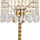 Vintage Gold Crown Shape Crystal Table Lamp for Living Room, Small Bedside Nightstand Lamp for Bedroom, Decorative Farmhouse Table Lamp Desk Lamp for Kitchen Dining Room Home Office