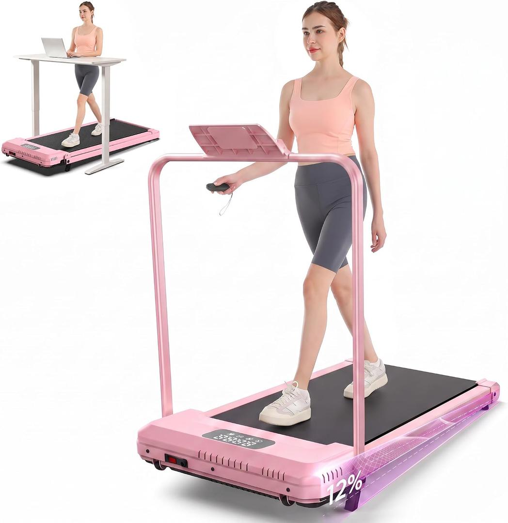 ANCHEER Walking Pad with Incline - Under Desk Treadmill with Handle Bar