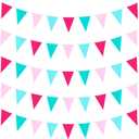 40Ft Teal Hot Pink Fabric Bunting Banner Pennant Hanging Party Decorations Triangle Flag Garland for Girls Women Spa Makeup Flamingo Summer Theme Gender Reveal Birthday Wedding Baby Shower Decor