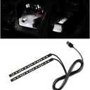 Car LED Strip Light, 24 LEDs RGB Interior Ambient Night Light Strip with USB Port, 12V Decorative Atmosphere Neon Lamp Strip for Sedan SUV Truck, Car Accessories (White, USB)