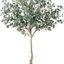 Eucalyptus Tree Artificial 7ft - Faux Eucalyptus Tree in Plastic Nursery Pot with 995 Silver Dollar Leaves - Artificial Trees for Office House Living Room Home Decor Indoor