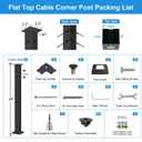 36" Black Cable Railing Corner Post Surface Mount T-Drilled | 36"×2"×2" Stainless Steel Corner Post with Grommets, One-Post Corner Solution for Decks, Indoor & Outdoor Projects, RG33