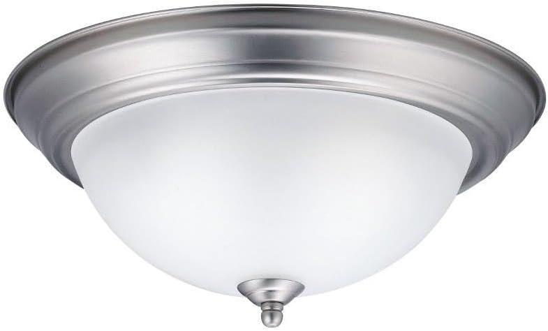Kichler 8112NI Flush Mount Round Glass Ceiling Lighting, Brushed Nickel 2-Light (14" W x 6" H) 60 Watts, 13.25" Width