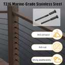 20 Pcs 1/8 Inch Black Cable Railing Hardware, 316 Stainless Steel Invisible Straight Bar Connectors with Hex Wrench for Deck Stair Railings for 2"x2" Wood Metal Post Deck Cable Railing Kit