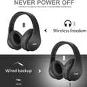 ZIHNIC Bluetooth Headphones Over-Ear, Foldable Wireless and Wired Stereo Headset Micro SD/TF, FM for Cell Phone,PC,Soft Earmuffs &Light Weight for Prolonged Wearing (Black)