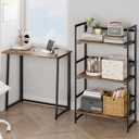 BHG Vintage Multifunctional Folding Bookshelf, No-Assembly Plant Stand Storage Rack Shelves for Home Office (Fire, 3-Tier)