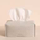 OLETHA Aesthetic Rectangle Tissue Box Cover, High Flat Box Tissues Holder Rectangular, Woven Textured, Grey