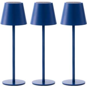 3 Pack Cordless Table Lamp, Portable Battery Operated Lamp with 3 Color Temps and Stepless Dimming, Rechargeable Table Lamp for Dinner, Desk, Cafe, Outdoor (Navy Blue)