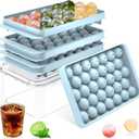 Ice Cube Tray with Lid and Bin  Round Ice Cube Trays for Freezer, BPA-Free Food-Grade Ice Mold, Stackable Ice Ball Maker, Iced Bucket Kits, Circle Ice Tray for Cocktails, Whiskey, Coffee, and Drinks (1.2in/62balls&box)