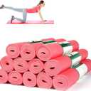 Amylove 12 Pieces Yoga Mats Bulk 68x24x0.12 Inch Exercise Non Slip Fitness Workout Mats for Women Men Home Workout Gym Yoga (Pink)