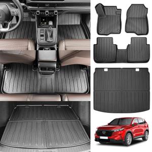 JTYZSM Floor Mats & Trunk Mat for 2023 2024 2025 Honda CRV Hybrid Cargo Mats All Weather Floor Liners with Rear Cargo Mat for 2023-2025 Honda CR-V Accessories (Fit 23-25 Hybrid Upper Deck)