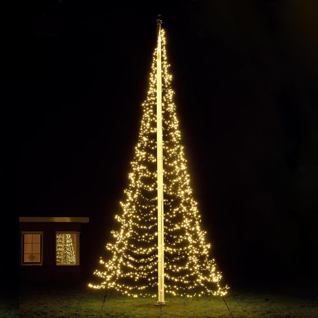 Flagpole LED Christmas Tree - Outdoor Christmas Decorations - Warm White - 2,000 LED Tree - 20ft 