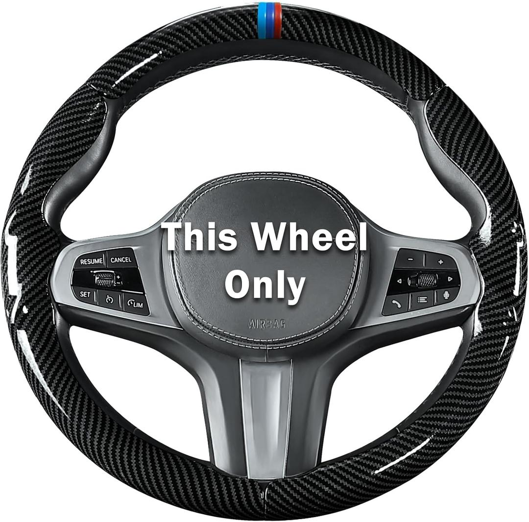 Steering Wheel Cover for BMW 3 4 Series(2021-2024) 5 Series(2020-2023) X5(2019-2020) X7(2020-2025) M3 2 4 7 8 Series X3M X4 X6 XM M2 M4 M5 M8 Z4 i4, Glossy Black