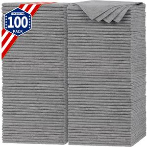 FIXSMITH Shop Towels, Pack of 100, Grey Microfiber Cleaning Cloth Bulk, Microfiber Towels for Cars, All-Purpose Absorbent Cleaning Rags, Dust Cloth for Automotive, Mechanic, Garage, 11.5 x 11.5 inch