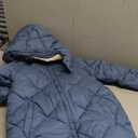 Amazon Essentials Girls and Toddlers' Long Quilted Cocoon Puffer Coat (X-Small, Blue)