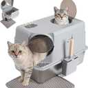 Stainless Steel Litter Box with Lid, XL Large Enclosed Cat Litter Box