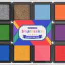 CraftyManor Mini 12 Color Pigment Ink Pads for Stamps, Fingerprint Ink Pad, Stamp Pad for Scrapbook Paper & Stamps for Clothing Stamp & Letter Stamps, Archival