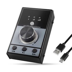 XMSJSIY USB Volume Knob Controller Multimedia Computer Sound Controller with Play/Pause/Back/Forward Function,One-Click Mute for Phone PC Speaker Audio Adjustment