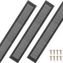 PATIKIL 24 x 3 Inch Door Air Vent Cover, 3 Pcs Aluminum Grille Ventilation Cover Louvered Diamond Hole with Mounting Screws for Cabinet Wardrobe Ceiling Door, Black