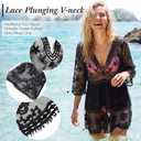 Cuffbow Bathing Suit Cover up for Women Boho Swimsuit Lace V-Neck Coverup Swimwear Loose Beach Dress Vacation Beach wear (Black)