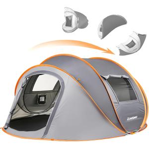 EchoSmile Pop Up Camping Tent, 2/4/6 Person Easy Setup Tent, Water Resistant Dome, Portable with Carry Bag