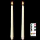 Homemory 11 inches Waxy Flameless Taper Candles with Remote Timer Dimmer, 2 Pcs Battery Operated Taper Candles with Flickering Flame, Ivory LED Candlesticks for Wedding, Christmas Indoor Decoration