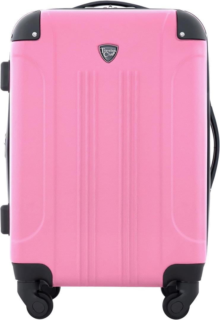 Travelers Club Chicago Hardside Expandable Spinner Luggages, Hot Pink, 20" Carry-On, HS-20720-EX-690N, 22" Carry-on