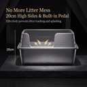 Suhaco Medium Stainless Steel Litter Box Side Entry High Sides Deep Metal Cat Litter Boxes with Lid Low Entry Litter Mat and Scoop Litter Pan (Grey)