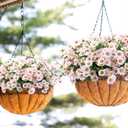 Lcuasc 10pcs Outdoors Artificial Mum Flowers UV Resistant Daisy Fake Silk Chrysanthemum Greenery Faux Eucalyptus Plants for Spring Summer Garden Patio Window Box Planter Home Decor(Pink)