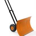 Garvee 30 Inch Heavy Duty Wheeled Snow Shovel, Adjustable Metal Snow Pusher with 5-Position Handle & Multi-Angle Carbon Steel Blade,Ergonomic Back-Saving Design for,Pavement, Yard & Outdoor Use-Orange