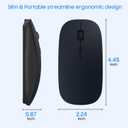 SUNGI Bluetooth Mouse for Laptop/MacBook/iPad/Android PC,Rechargable Quiet Slim Wireless Mice Compatible with Windows/Linux/Tablet,Black