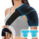 Comfytemp Shoulder Ice Pack Wrap Shoulder Brace Compression Sleeve for Shoulders Pain Relief, 2 Gel Ice Packs for Injuries Reusable, Cold Therapy for Rotator Cuff Recovery, Arm, S/M