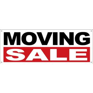 4 Less Co 18x48 Inch MOVING SALE Vinyl Banner Sign with Grommets wrb