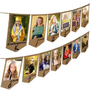 Graduation Decorations Class of 2025 2026 5x7 Graduation Photo Banner Burlap Rustic Grad Party Decorations 2025 K-12 Picture Display High School TD136