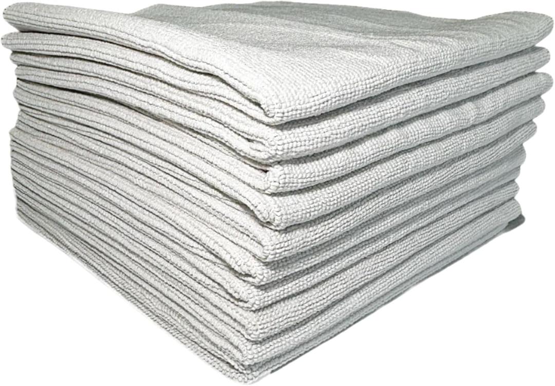 THE HOUSE OF RAGS-Level One-Edgeless Microfiber Detailing Towels,16x16 inches, 350GSM, 70/30 Korean Pearl Weave, Ceramic Coating, Leveling, Sealant Removal, Scratch-Free, Ice White (Pack of 10)