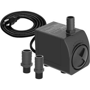 Submersible Pump 300GPH Ultra Quiet with Over Heating Protection 6ft High Lift for Fountains, Hydroponics, Ponds, Aquariums & More