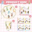Potchen 150 Pcs Animal Parade Party Supplies Cute Disposable Animal Parade Tableware Set for Birthday Party Decorations Paper Plates and Napkins Cups, Serve 50 Guests