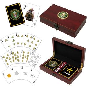 US Army Gift Set | Playing Cards & Dice | Army Rank Insignia Cards | US Army Gifts | Disabled Veteran Owned Business | Army Card & Dice Set