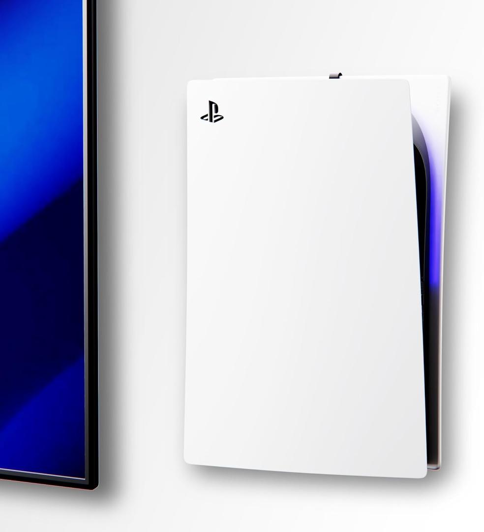 PS5 Wall Mount for PlayStation 5 Console - Sleek Hidden Design for Mounting Near or Behind TV, 2 Controller & Headset Holders Included (PS5 Original/PS5 Pro)